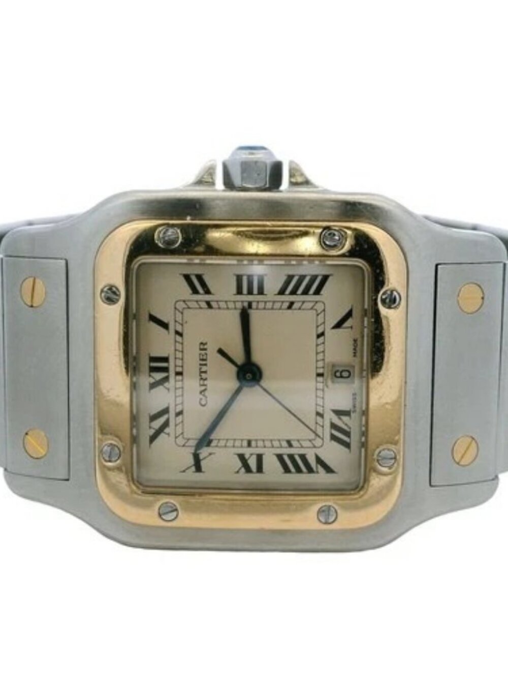 Cartier Santos Galbee 187901 Quartz 29mm Cream Dial Steel Yellow Gold Watch